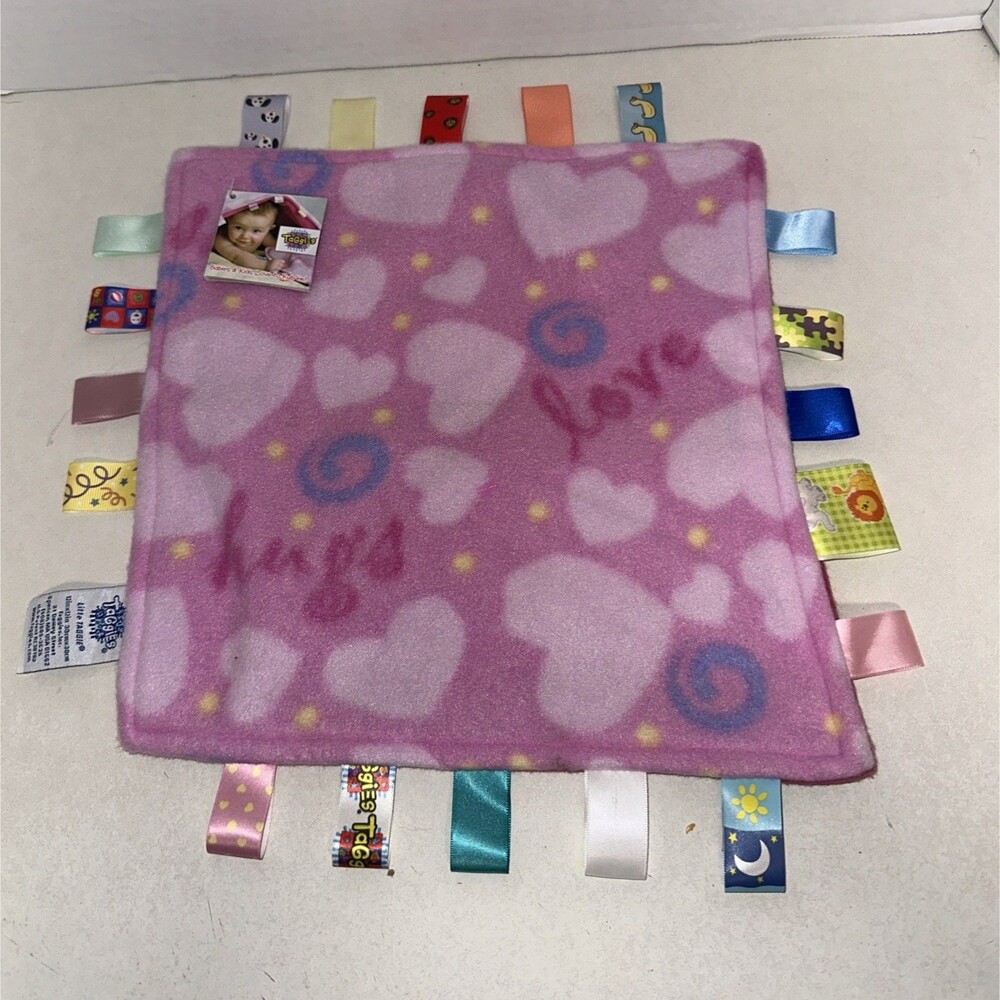 Insular Taggie Lovey Pink Hearts Love Tags Fleece Security Blanket Baby Toy